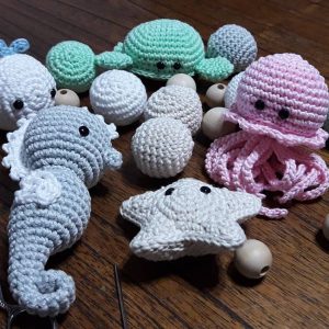 Móvil de Cuna "Aventura Oceánica" - Tejido a mano con animalitos marinos